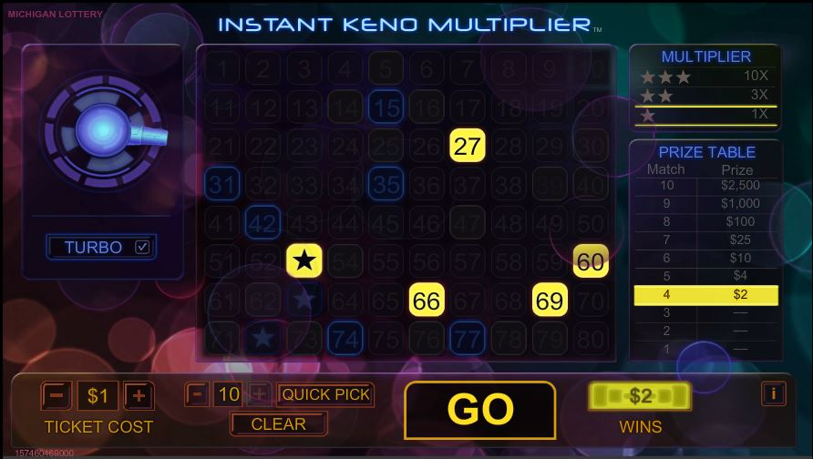 Instant Keno Multiplier is the best keno game by NeoGames